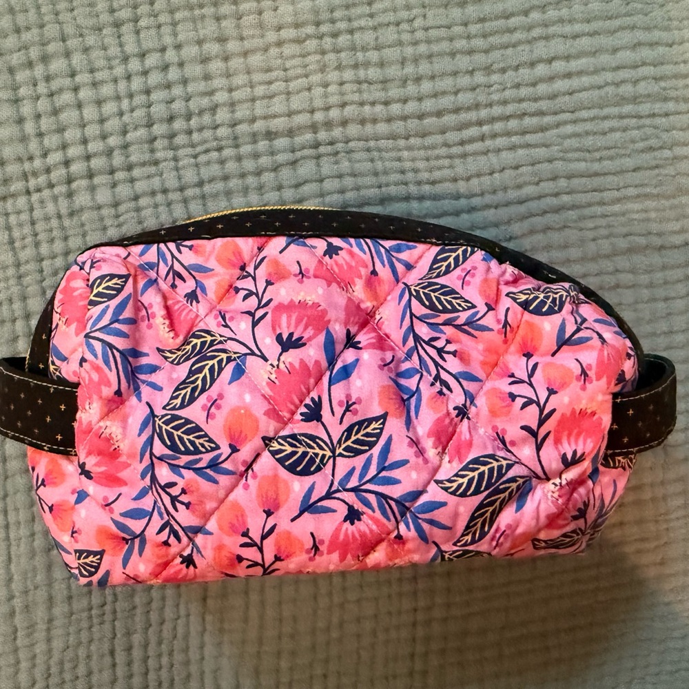 Floral Pink Quilted Women's  Makeup Bag